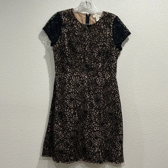 loft zip cuff flare dress Black Front Zip Collared Puff Sleeve A Line Dress main image 1